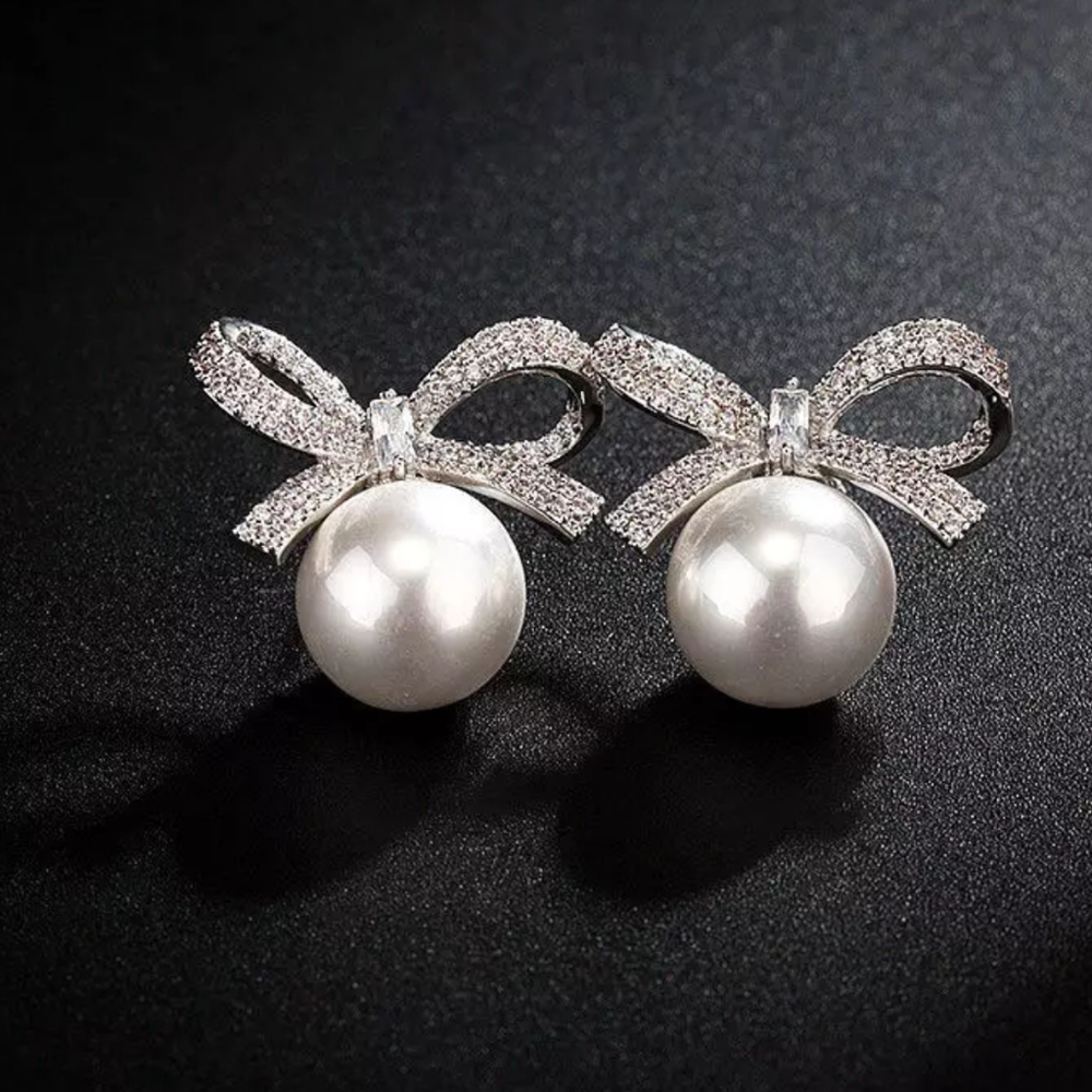 Elegant Micro Cubic Zirconia Bowknot Stud Earrings
